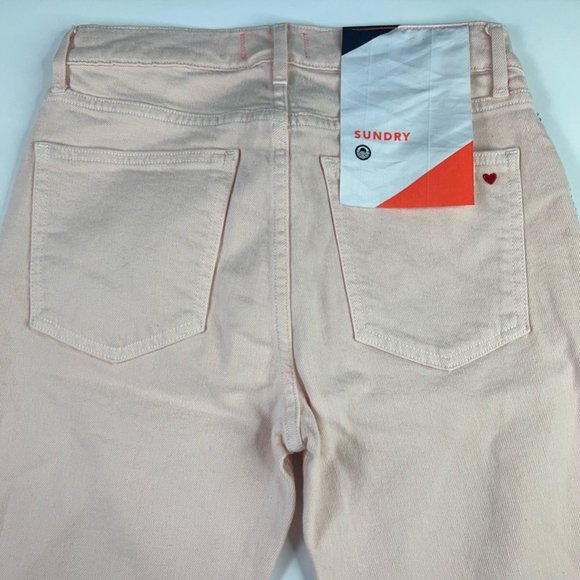 Sundry Womens Slim Skinny Jeans Pink Red Leg Stripe Denim 5-Pocket 26 New - Picture 9 of 12
